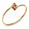 Oro Laminado Individual Bangle, Gold Filled Style Butterfly Design, with Garnet and Pink Cubic Zirconia, Polished, Golden Finish, 07.193.0018 (04 MM Thickness, One size fits all)
