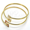 Oro Laminado Individual Bangle, Gold Filled Style Butterfly Design, with Garnet and Pink Cubic Zirconia, Polished, Golden Finish, 07.193.0018 (04 MM Thickness, One size fits all)