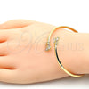 Oro Laminado Individual Bangle, Gold Filled Style Butterfly Design, with White Cubic Zirconia, Polished, Golden Finish, 07.193.0018.1 (04 MM Thickness, One size fits all)