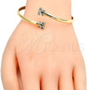 Oro Laminado Individual Bangle, Gold Filled Style Butterfly Design, with White Cubic Zirconia, Polished, Golden Finish, 07.193.0018.1 (04 MM Thickness, One size fits all)