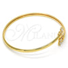 Oro Laminado Individual Bangle, Gold Filled Style Butterfly Design, with White Cubic Zirconia, Polished, Golden Finish, 07.193.0018.1 (04 MM Thickness, One size fits all)