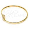 Oro Laminado Individual Bangle, Gold Filled Style Butterfly Design, with White Cubic Zirconia, Polished, Golden Finish, 07.193.0018.1 (04 MM Thickness, One size fits all)