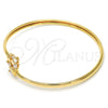 Oro Laminado Individual Bangle, Gold Filled Style Butterfly Design, with White Cubic Zirconia, Polished, Golden Finish, 07.193.0018.1 (04 MM Thickness, One size fits all)