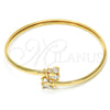 Oro Laminado Individual Bangle, Gold Filled Style Butterfly Design, with White Cubic Zirconia, Polished, Golden Finish, 07.193.0018.1 (04 MM Thickness, One size fits all)