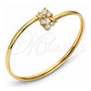 Oro Laminado Individual Bangle, Gold Filled Style Butterfly Design, with White Cubic Zirconia, Polished, Golden Finish, 07.193.0018.1 (04 MM Thickness, One size fits all)
