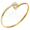 Oro Laminado Individual Bangle, Gold Filled Style Butterfly Design, with White Cubic Zirconia, Polished, Golden Finish, 07.193.0018.1 (04 MM Thickness, One size fits all)