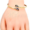 Oro Laminado Individual Bangle, Gold Filled Style Flower Design, with Multicolor Cubic Zirconia, Polished, Golden Finish, 07.193.0019 (04 MM Thickness, One size fits all)