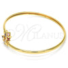 Oro Laminado Individual Bangle, Gold Filled Style Flower Design, with Multicolor Cubic Zirconia, Polished, Golden Finish, 07.193.0019 (04 MM Thickness, One size fits all)