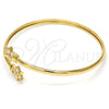 Oro Laminado Individual Bangle, Gold Filled Style Flower Design, with White Cubic Zirconia, Polished, Golden Finish, 07.193.0019.1 (04 MM Thickness, One size fits all)