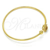 Oro Laminado Individual Bangle, Gold Filled Style Flower Design, with Garnet and White Cubic Zirconia, Polished, Golden Finish, 07.193.0021.1 (02 MM Thickness, One size fits all)
