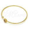Oro Laminado Individual Bangle, Gold Filled Style Flower Design, with Garnet and White Cubic Zirconia, Polished, Golden Finish, 07.193.0021.1 (02 MM Thickness, One size fits all)