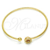 Oro Laminado Individual Bangle, Gold Filled Style Flower Design, with Garnet and White Cubic Zirconia, Polished, Golden Finish, 07.193.0021.1 (02 MM Thickness, One size fits all)