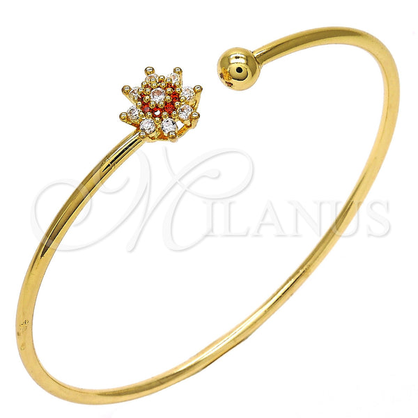 Gold Filled Jewelry — Individual Bangle Flower Design with Garnet and White — main product view — SKU 117682 | Oro Laminado joyería — Individual Bangle flor diseño with Garnet and blanco — SKU 117682