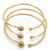 Oro Laminado Individual Bangle, Gold Filled Style Flower Design, with Garnet and White Cubic Zirconia, Polished, Golden Finish, 07.193.0021.1 (02 MM Thickness, One size fits all)