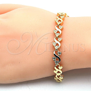 Gold Filled Bracelet — Fancy Bracelet Heart Design Polished 03. 08 MM — main product view — SKU 117688 | Oro Laminado brazalete — elegante Bracelet corazón diseño pulido 03. 08 MM — SKU 117688