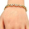 Oro Laminado Fancy Bracelet, Gold Filled Style Heart Design, Polished, Golden Finish, 03.210.0061.08 (08 MM Thickness, 8 Inches Length)