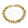Oro Laminado Fancy Bracelet, Gold Filled Style Heart Design, Polished, Golden Finish, 03.210.0061.08 (08 MM Thickness, 8 Inches Length)