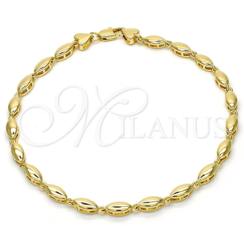 Oro Laminado Fancy Anklet, Gold Filled Style Polished, Golden Finish, 03.210.0063.10 (04 MM Thickness, 10 Inches Length)