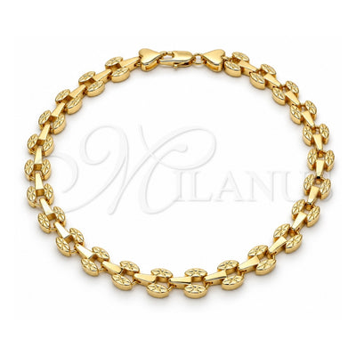 Oro Laminado Fancy Anklet, Gold Filled Style Polished, Golden Finish, 03.210.0064.10 (07 MM Thickness, 10 Inches Length)