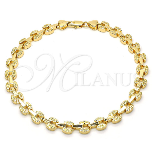 Oro Laminado Fancy Anklet, Gold Filled Style Polished, Golden Finish, 03.210.0064.10 (07 MM Thickness, 10 Inches Length)
