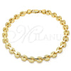 Oro Laminado Fancy Anklet, Gold Filled Style Polished, Golden Finish, 03.210.0064.10 (07 MM Thickness, 10 Inches Length)