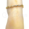 Oro Laminado Fancy Anklet, Gold Filled Style Leaf Design, Polished, Golden Finish, 03.210.0065.10 (06 MM Thickness, 10 Inches Length)