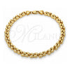 Oro Laminado Fancy Anklet, Gold Filled Style Leaf Design, Polished, Golden Finish, 03.210.0065.10 (06 MM Thickness, 10 Inches Length)