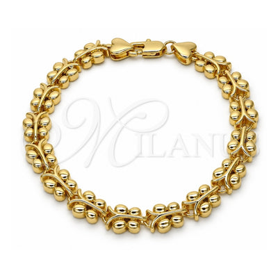Oro Laminado Fancy Bracelet, Gold Filled Style Butterfly Design, Polished, Golden Finish, 03.210.0066.08 (08 MM Thickness, 8 Inches Length)