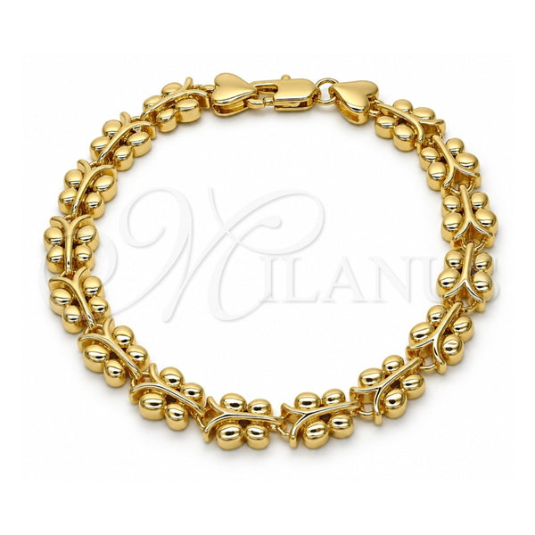 Oro Laminado Fancy Bracelet, Gold Filled Style Butterfly Design, Polished, Golden Finish, 03.210.0066.08 (08 MM Thickness, 8 Inches Length)