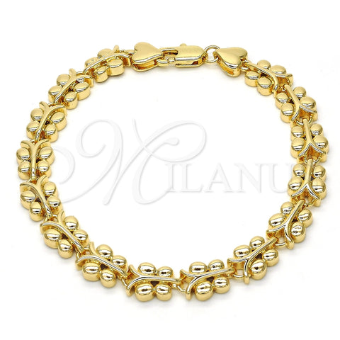 Oro Laminado Fancy Bracelet, Gold Filled Style Butterfly Design, Polished, Golden Finish, 03.210.0066.08 (08 MM Thickness, 8 Inches Length)