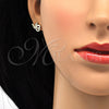 Oro Laminado Stud Earring, Gold Filled Style Heart and Love Design, with White Micro Pave, Polished, Golden Finish, 02.260.0017