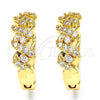 Oro Laminado Huggie Hoop, Gold Filled Style Twist Design, with White Cubic Zirconia, Polished, Golden Finish, 02.260.0019.20