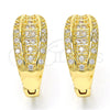 Oro Laminado Huggie Hoop, Gold Filled Style with White Micro Pave, Polished, Golden Finish, 02.260.0021.20