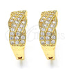Oro Laminado Huggie Hoop, Gold Filled Style with White Cubic Zirconia, Polished, Golden Finish, 02.260.0022.20