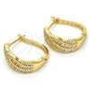 Oro Laminado Huggie Hoop, Gold Filled Style with White Cubic Zirconia, Polished, Golden Finish, 02.260.0022.20