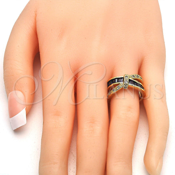 Gold Filled Ring — Multi Stone Ring with Amethyst and White Cubic — main product view — SKU 117727 | Oro Laminado anillo — Multi Stone Ring with Amethyst and blanco Cubic — SKU 117727