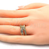 Oro Laminado Multi Stone Ring, Gold Filled Style with White Cubic Zirconia, Polished, Golden Finish, 01.210.0045.8.06 (Size 6)