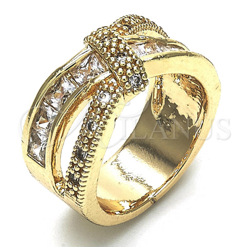 Oro Laminado Multi Stone Ring, Gold Filled Style with White Cubic Zirconia, Polished, Golden Finish, 01.210.0045.8.06 (Size 6)