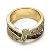 Oro Laminado Multi Stone Ring, Gold Filled Style with Multicolor Cubic Zirconia, Polished, Golden Finish, 01.210.0045.15.07 (Size 7)