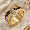 Oro Laminado Multi Stone Ring, Gold Filled Style with Multicolor Cubic Zirconia, Polished, Golden Finish, 01.210.0045.15.07 (Size 7)