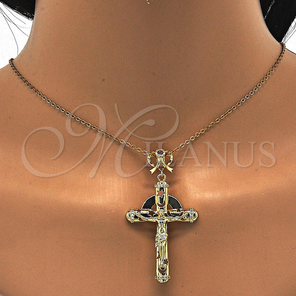 Gold Filled Pendant — Religious Pendant Crucifix and Star Design with Garnet — alternate product view — SKU 117736 | Oro Laminado dije — Religious Pendant Crucifix and estrella diseño with Garnet — SKU 117736