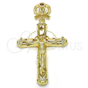 Gold Filled Pendant — Religious Pendant Crucifix and Star Design with Garnet — main product view — SKU 117736 | Oro Laminado dije — Religious Pendant Crucifix and estrella diseño with Garnet — SKU 117736