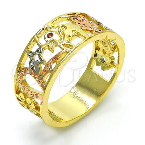 Gold Filled Ring — Elegant Ring Elephant and Owl Design with Garnet — main product view — SKU 117740 | Oro Laminado anillo — Elegant Ring Elephant and Owl diseño with Garnet — SKU 117740