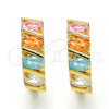 Oro Laminado Huggie Hoop, Gold Filled Style with Multicolor Cubic Zirconia, Polished, Golden Finish, 02.210.0025.8.15