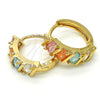 Oro Laminado Huggie Hoop, Gold Filled Style with Multicolor Cubic Zirconia, Polished, Golden Finish, 02.210.0025.8.15