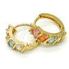 Oro Laminado Huggie Hoop, Gold Filled Style with Multicolor Cubic Zirconia, Polished, Golden Finish, 02.210.0025.8.15