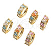 Oro Laminado Huggie Hoop, Gold Filled Style with Multicolor Cubic Zirconia, Polished, Golden Finish, 02.210.0025.8.15