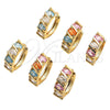 Oro Laminado Huggie Hoop, Gold Filled Style with Multicolor Cubic Zirconia, Polished, Golden Finish, 02.210.0025.8.15