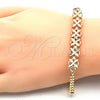 Oro Laminado Fancy Bracelet, Gold Filled Style Flower Design, Polished, Golden Finish, 03.311.0001.08 (04 MM Thickness, 8 Inches Length)