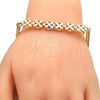 Oro Laminado Fancy Bracelet, Gold Filled Style Flower Design, Polished, Golden Finish, 03.311.0001.08 (04 MM Thickness, 8 Inches Length)